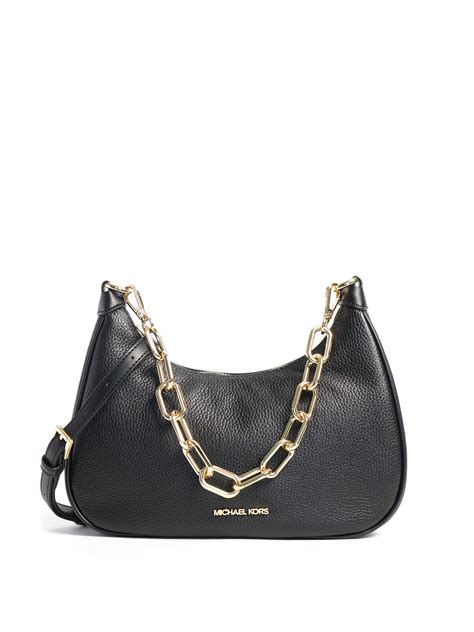 michael kors cora medium black|Michael Kors Cora Medium Zip Pouchette Pebbled Leather .